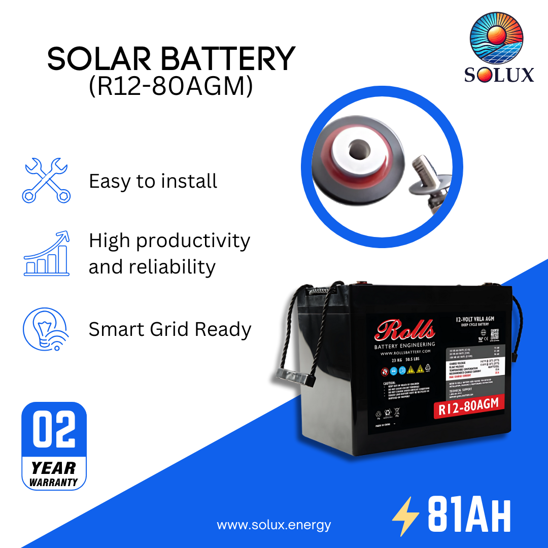 This is an image of Rolls Surrette R12-80AGM 12 Volt 81Ah AGM Deep Cycle Battery